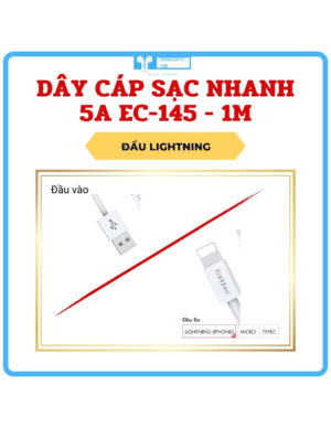 Dây Cáp Sạc 5A Dài 1M EC-145 hỗ trợ sạc nhanh 5A, truyền tải dữ liệu 480mb/s, bọc vải dù siêu bền