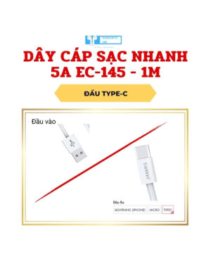 Dây Cáp Sạc 5A Dài 1M EC-145 hỗ trợ sạc nhanh 5A, truyền tải dữ liệu 480mb/s, bọc vải dù siêu bền