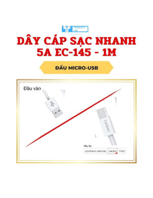 Dây Cáp Sạc 5A Dài 1M EC-145 hỗ trợ sạc nhanh 5A, truyền tải dữ liệu 480mb/s, bọc vải dù siêu bền