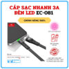 Cáp sạc nhanh 1m/2m cao cấp EARLDOM EC-081 3.0A có đèn báo LED, chống đứt gãy, nhựa cao cấp