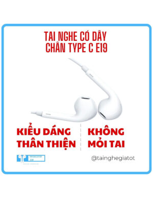 Tai Nghe Có Dây Chân Type C E19 Thiết Kế Trẻ Trung Âm Thanh Stereo
