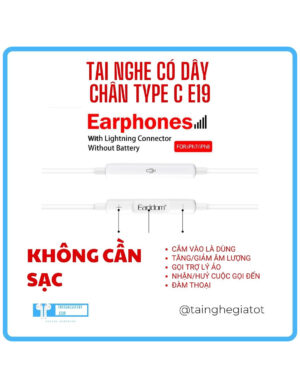 Tai Nghe Có Dây Chân Type C E19 Thiết Kế Trẻ Trung Âm Thanh Stereo