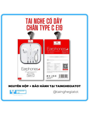 Tai Nghe Có Dây Chân Type C E19 Thiết Kế Trẻ Trung Âm Thanh Stereo
